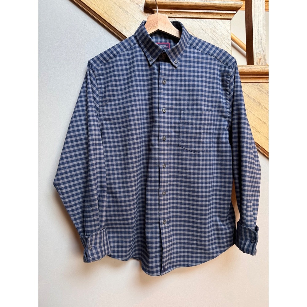 UNTUCKit Bergstorm Men Small Button Down Flannel Shirt Blue Preppy Dark Academia